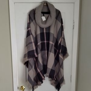 Woven Plaid Poncho